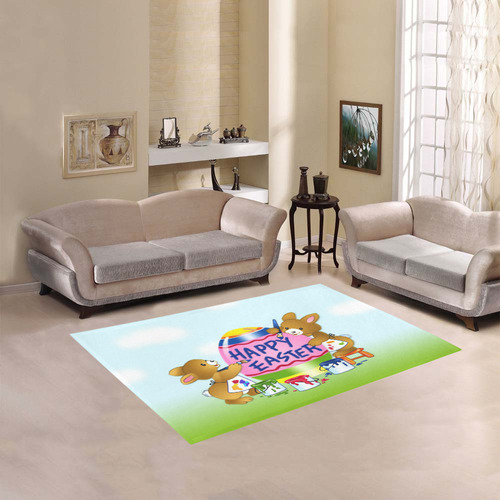 Bunnies Painting Easter Egg Area Rug 5'3''x4'