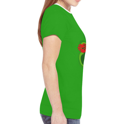 Kiss Me I'm Irish Shamrock New All Over Print T-shirt for Women (Model T45)