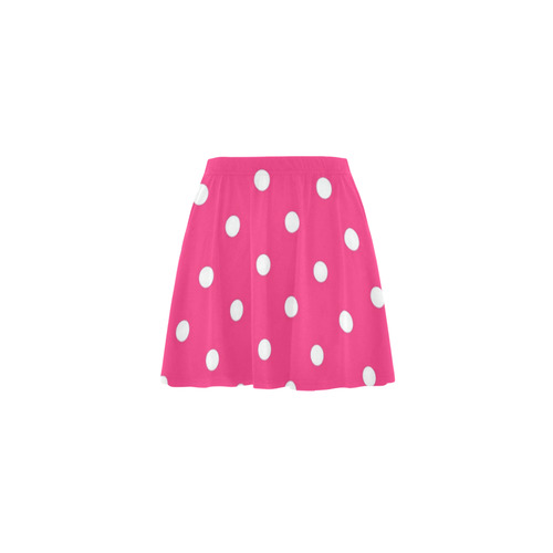 Hot Pink White Dots Mini Skating Skirt (Model D36)