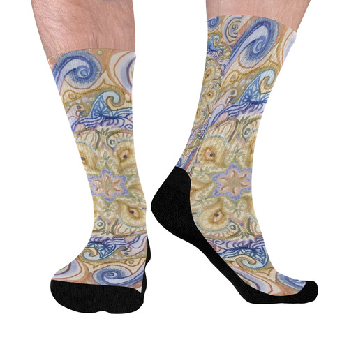 mandala curls 13 Mid-Calf Socks (Black Sole)