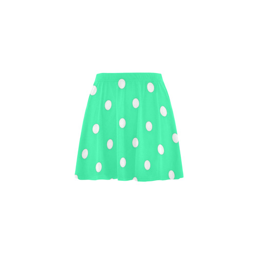 Mint Green White Dots Mini Skating Skirt (Model D36)