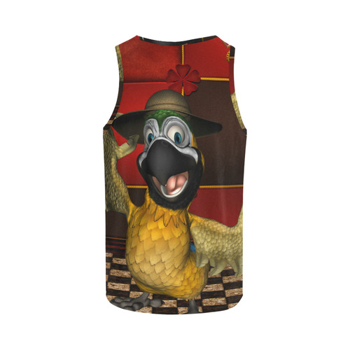 Funny parrot with summer hat All Over Print Tank Top for Men (Model T43)