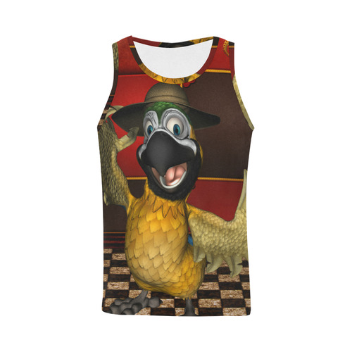 Funny parrot with summer hat All Over Print Tank Top for Men (Model T43)