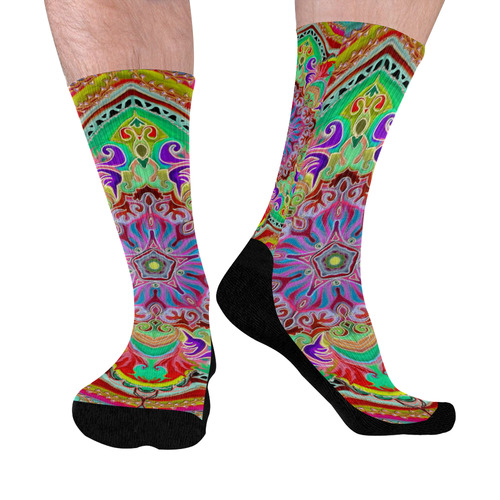 mandala lys 2 Mid-Calf Socks (Black Sole)