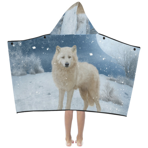 Awesome arctic wolf Kids' Hooded Bath Towels