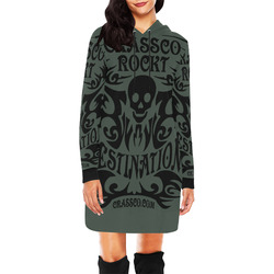 SKULL CRASSCO ROCKT All Over Print Hoodie Mini Dress (Model H27)