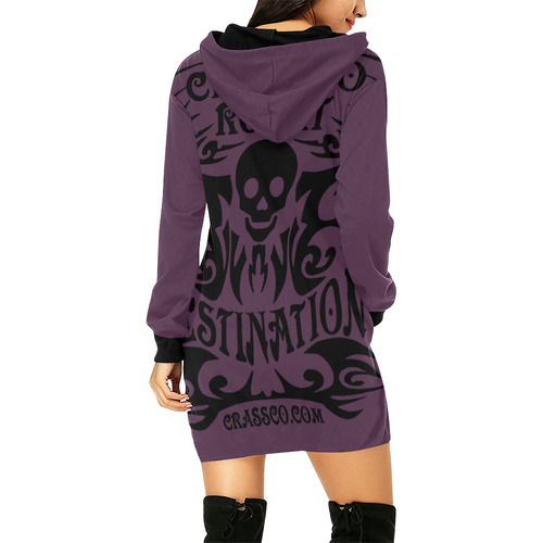 SKULL CRASSCO ROCKT IV All Over Print Hoodie Mini Dress (Model H27)