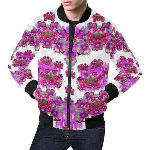 Happy Merry fantasy flowers All Over Print Bomber Jacket for Men (Model H19)