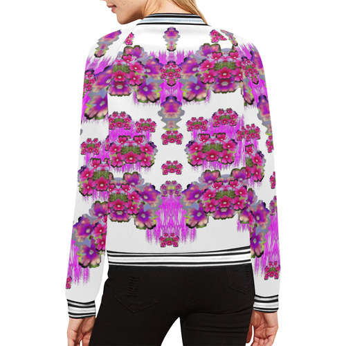 Happy Merry fantasy flowers All Over Print Bomber Jacket for Women (Model H21)