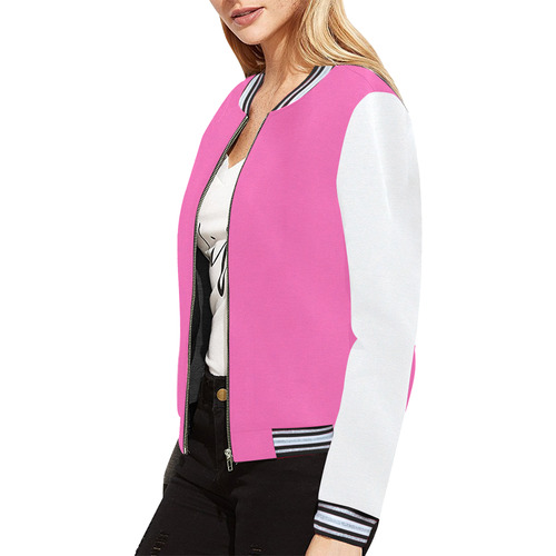 Powder Puff Pink All Over Print Bomber Jacket for Women (Model H21)