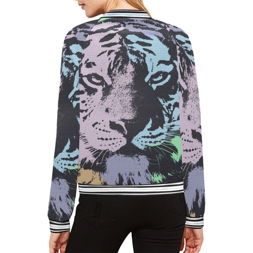 TIGER All Over Print Bomber Jacket for Women (Model H21)