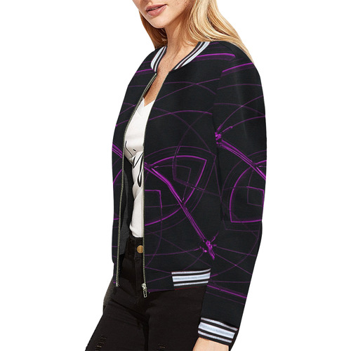 Louvre purple jacket All Over Print Bomber Jacket for Women (Model H21)