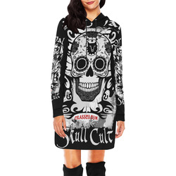 ORIGINAL SKULL CULT All Over Print Hoodie Mini Dress (Model H27)