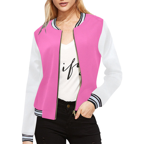 Powder Puff Pink All Over Print Bomber Jacket for Women (Model H21)