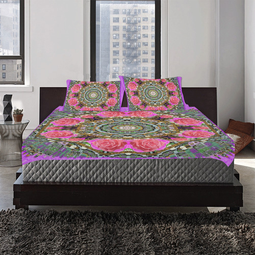 roses in a color cascade of freedom and peace 3-Piece Bedding Set