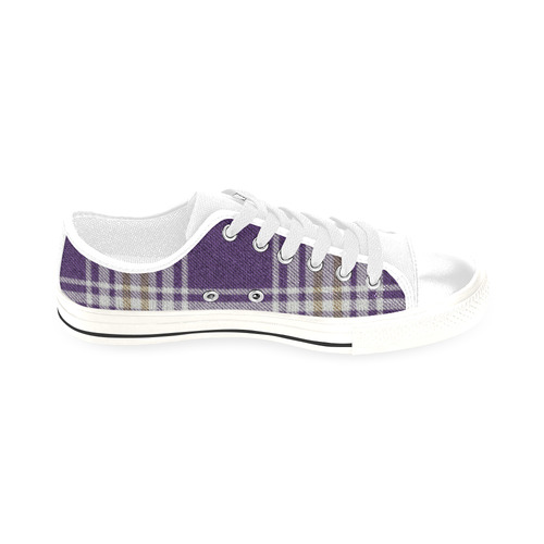 Purple Gold Plaid Men's Classic Canvas Shoes/Large Size (Model 018)