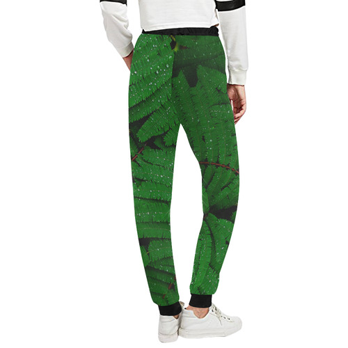 Forest Green Plants with Dew Unisex All Over Print Sweatpants (Model L11)