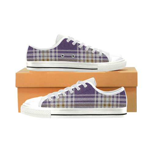 Purple Gold Plaid Men's Classic Canvas Shoes (Model 018)