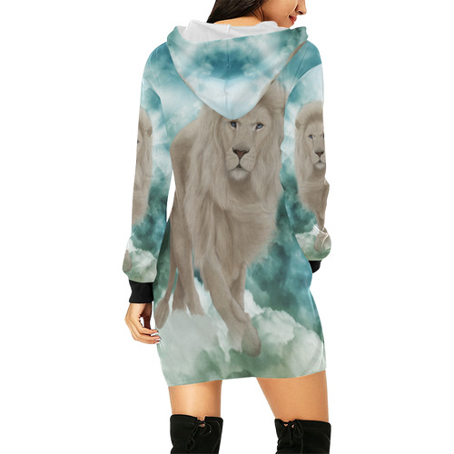 The white lion in the universe All Over Print Hoodie Mini Dress (Model H27)