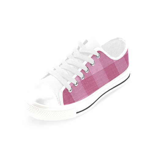 Rose Pink Plaid Men's Classic Canvas Shoes/Large Size (Model 018)