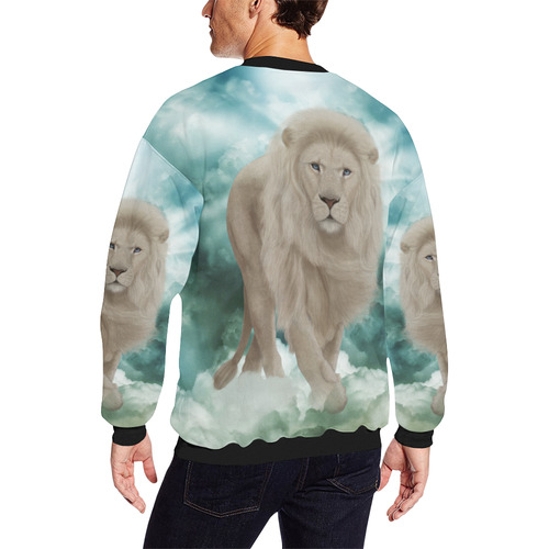 The white lion in the universe Men's Oversized Fleece Crew Sweatshirt (Model H18)