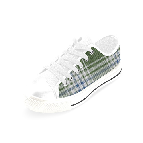 Green Blue Plaid Men's Classic Canvas Shoes/Large Size (Model 018)