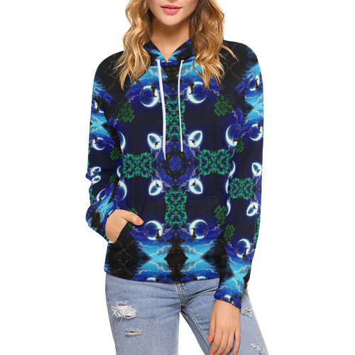 Magic Moon Witch All Over Print Hoodie for Women (USA Size) (Model H13)