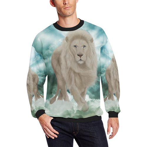 The white lion in the universe Men's Oversized Fleece Crew Sweatshirt (Model H18)