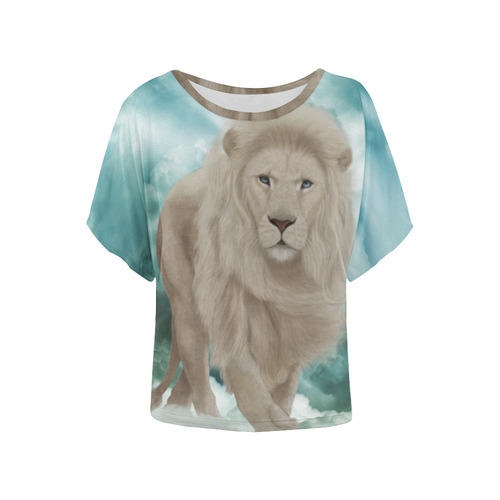 The white lion in the universe Women's Batwing-Sleeved Blouse T shirt (Model T44)