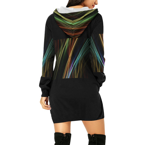 Fractal Abstract PULL OVER All Over Print Hoodie Mini Dress (Model H27)