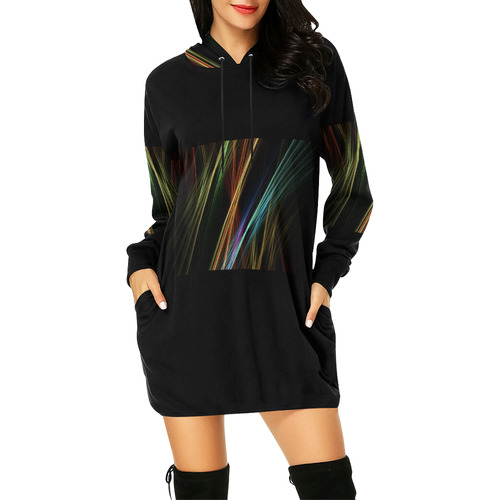 Fractal Abstract PULL OVER All Over Print Hoodie Mini Dress (Model H27)