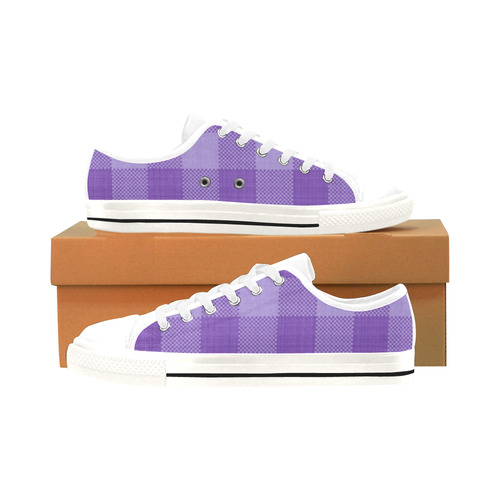 Ultraviolet Purple Plaid Men's Classic Canvas Shoes/Large Size (Model 018)