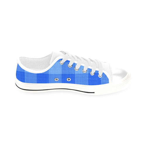 Soft Blue Plaid Men's Classic Canvas Shoes/Large Size (Model 018)