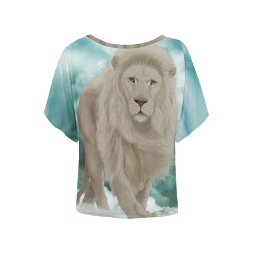 The white lion in the universe Women's Batwing-Sleeved Blouse T shirt (Model T44)