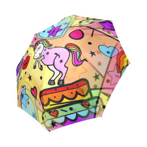 Unicorn Popart by Nico Bielow Foldable Umbrella (Model U01)