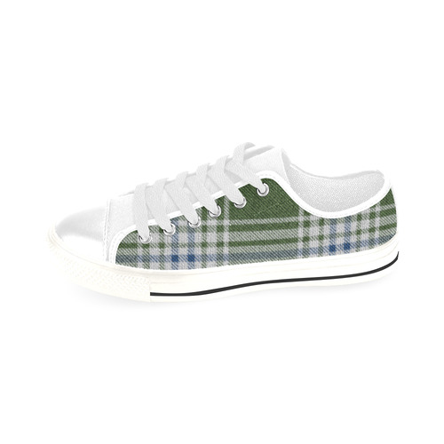 Green Blue Plaid Men's Classic Canvas Shoes/Large Size (Model 018)