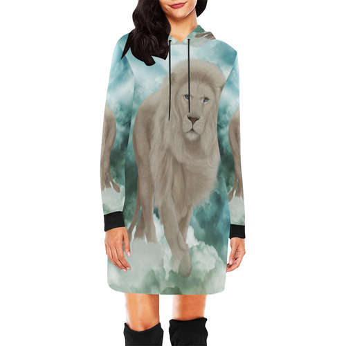 The white lion in the universe All Over Print Hoodie Mini Dress (Model H27)