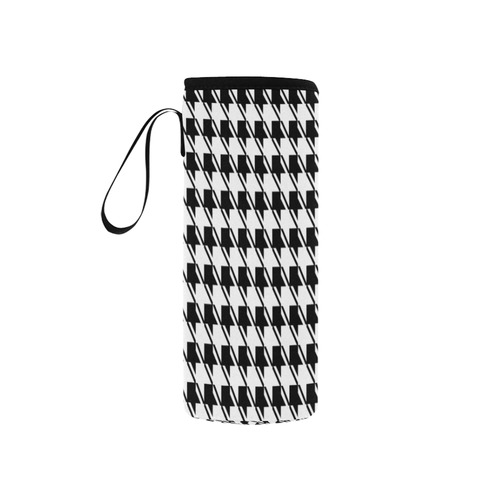 Black White Houndstooth Neoprene Water Bottle Pouch/Small