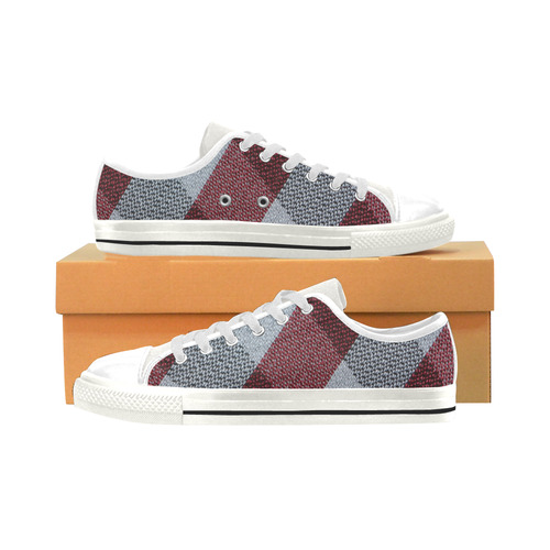 Red Grey Plaid Men's Classic Canvas Shoes (Model 018)