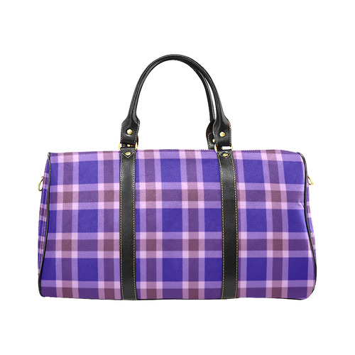 Navy Violet White Plaid New Waterproof Travel Bag/Small (Model 1639)
