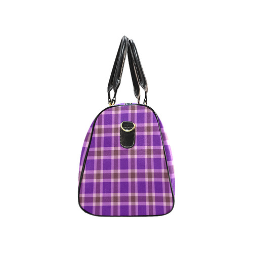 Purple Burgundy White Plaid New Waterproof Travel Bag/Small (Model 1639)