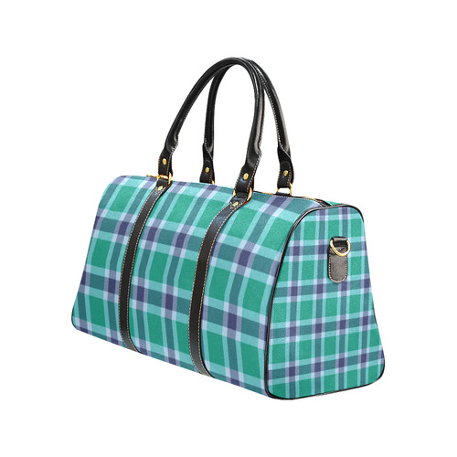 Green Blue White Plaid New Waterproof Travel Bag/Small (Model 1639)