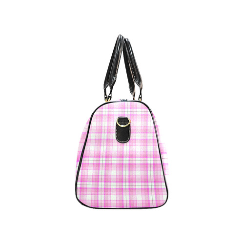 Pink Plaid New Waterproof Travel Bag/Large (Model 1639)