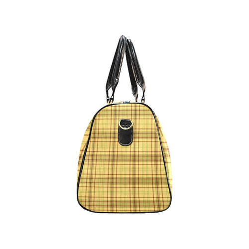 Yellow Brown Plaid New Waterproof Travel Bag/Large (Model 1639)