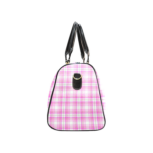 Pink Plaid New Waterproof Travel Bag/Large (Model 1639)