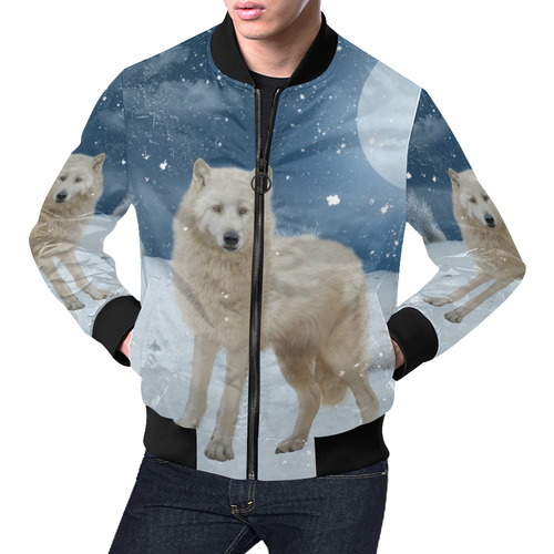 Awesome arctic wolf All Over Print Bomber Jacket for Men (Model H19)