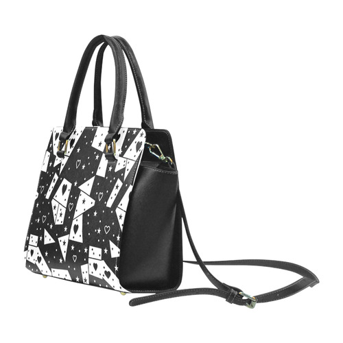 Black and White Popart by Nico Bielow Rivet Shoulder Handbag (Model 1645)