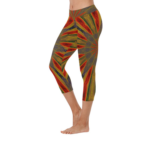SUNNY DAZE Women's Low Rise Capri Leggings (Invisible Stitch) (Model L08)