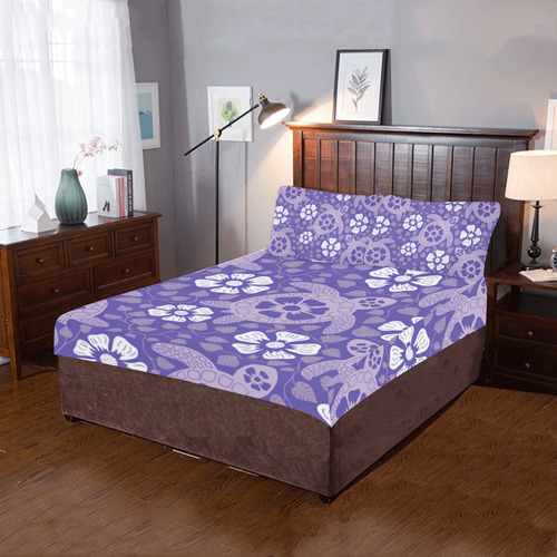Purple Kauai Turtles 3-Piece Bedding Set