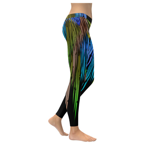 Wings rainbow festival hippy bird Women's Low Rise Leggings (Invisible Stitch) (Model L05)